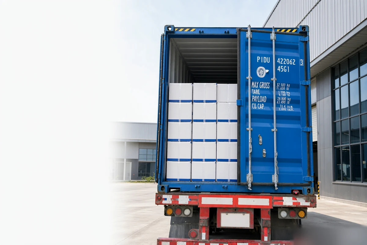 Container loading of PetTech Global smart pet products at factory dock for export
