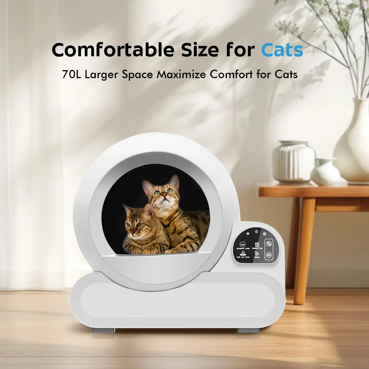 Caja de Arena Autolimpiante para Gatos OEM 70L con APP – Fabricante para Venta al por Mayor - detail