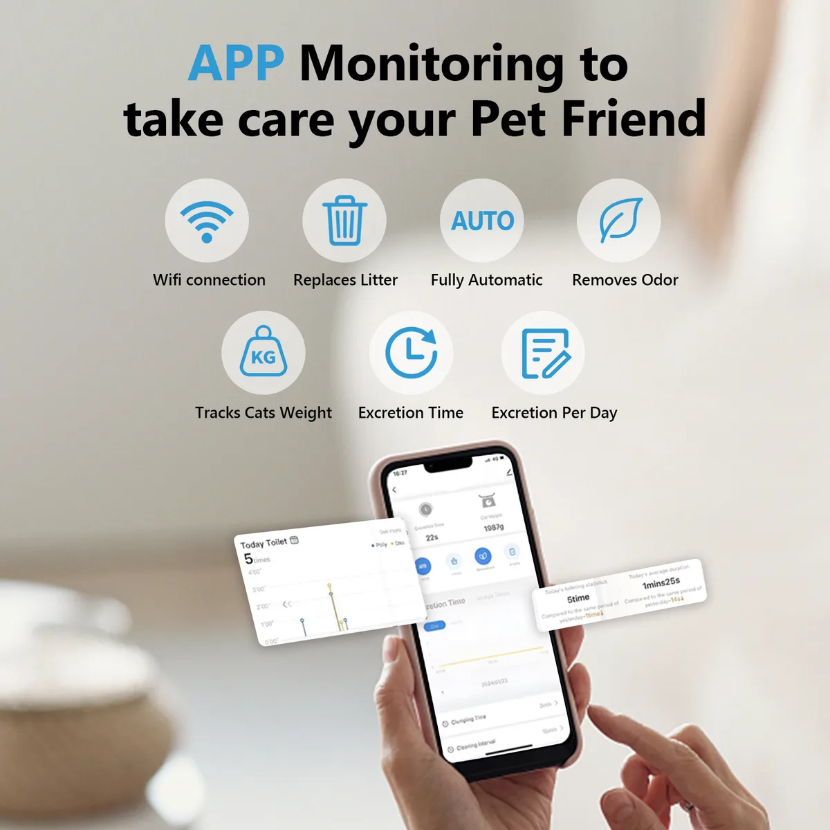 Caja de Arena Autolimpiante para Gatos OEM 70L con APP – Fabricante para Venta al por Mayor - detail