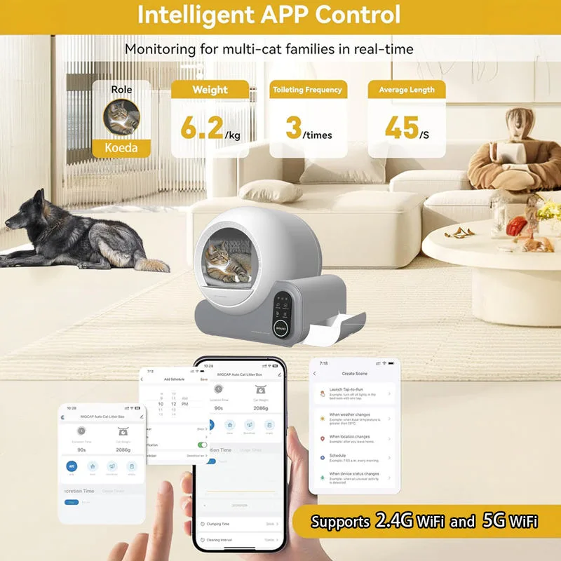 Caja de Arena Autolimpiante para Gatos OEM 70L con APP – Fabricante para Venta al por Mayor