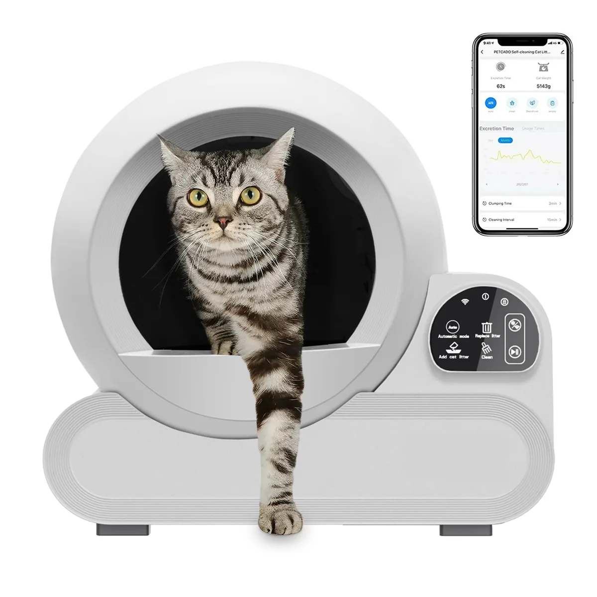 Smart Self-Cleaning Cat Litter Box APP Control Eco Deodorizing 70L - detail
