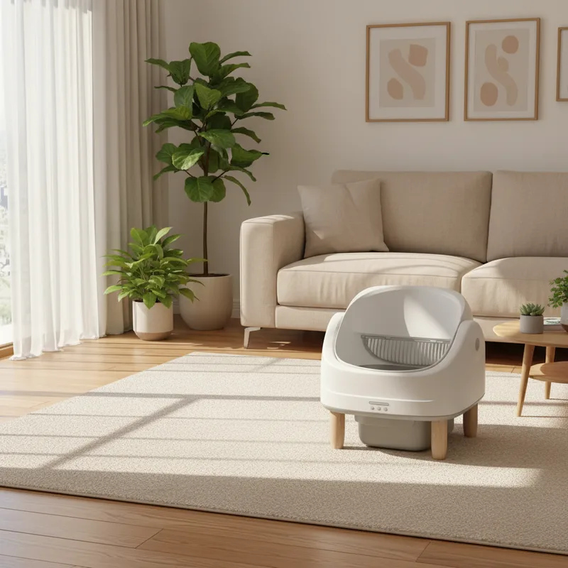 Offene Smart-Katzenklo mit Selbstreinigung, App-Steuerung, dualen Sicherheitssensoren, 70L - detail