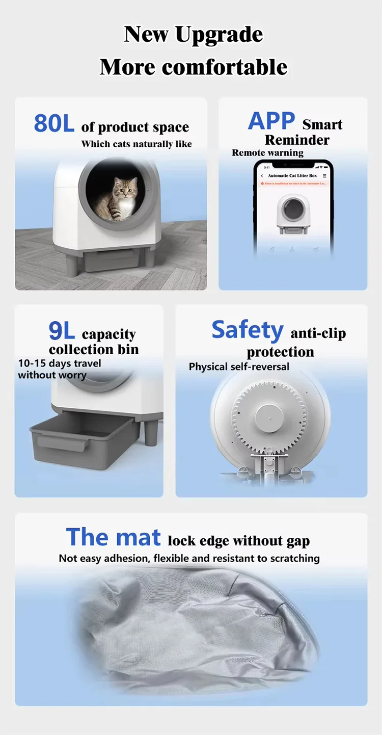 Neue automatische Katzentoilette mit APP-Steuerung, Geruchsentfernung, Smarte Katzentoilette mit Selbstreinigung - detail