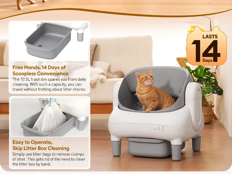 Automatische selbstreinigende Smarte Katzenklobox 35L Kunststofftrommel mit Sicherheitsschutz - detail
