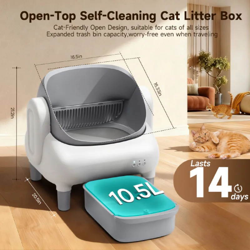 Automatische selbstreinigende Smarte Katzenklobox 35L Kunststofftrommel mit Sicherheitsschutz