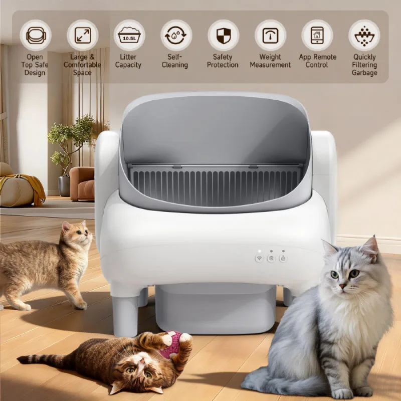 Automatische selbstreinigende Smarte Katzenklobox 35L Kunststofftrommel mit Sicherheitsschutz