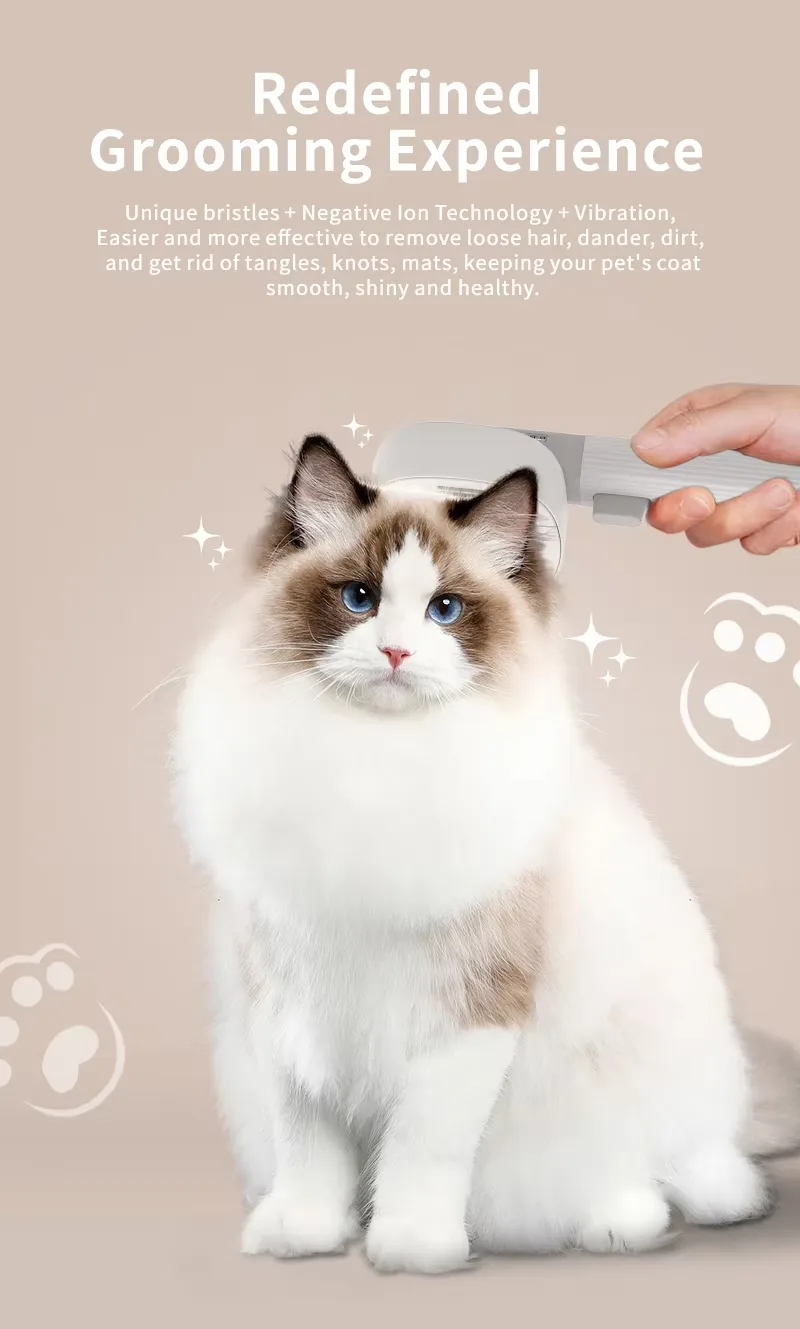 Elektrische Vibrationsmassage-Bürste für Haustiere, selbstreinigende Slicker-Bürste für Katzen und Hunde - detail