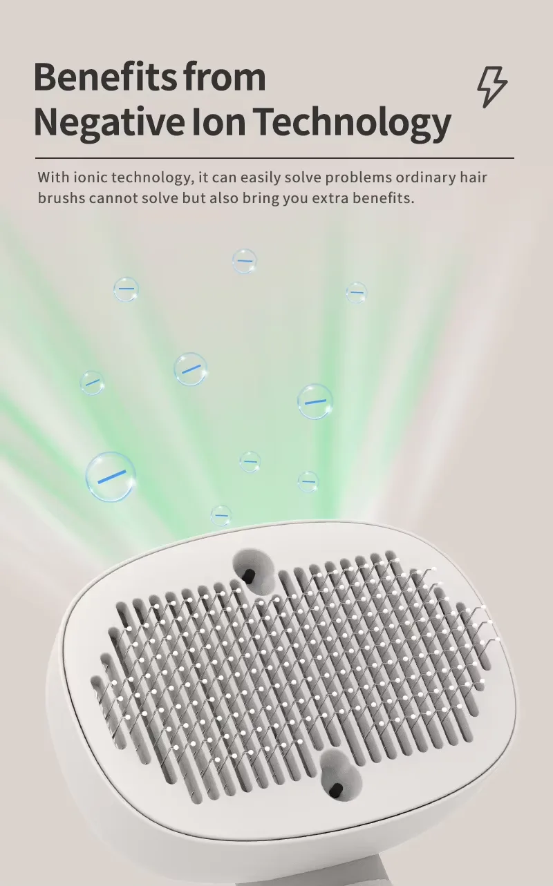 Elektrische Vibrationsmassage-Bürste für Haustiere, selbstreinigende Slicker-Bürste für Katzen und Hunde - detail