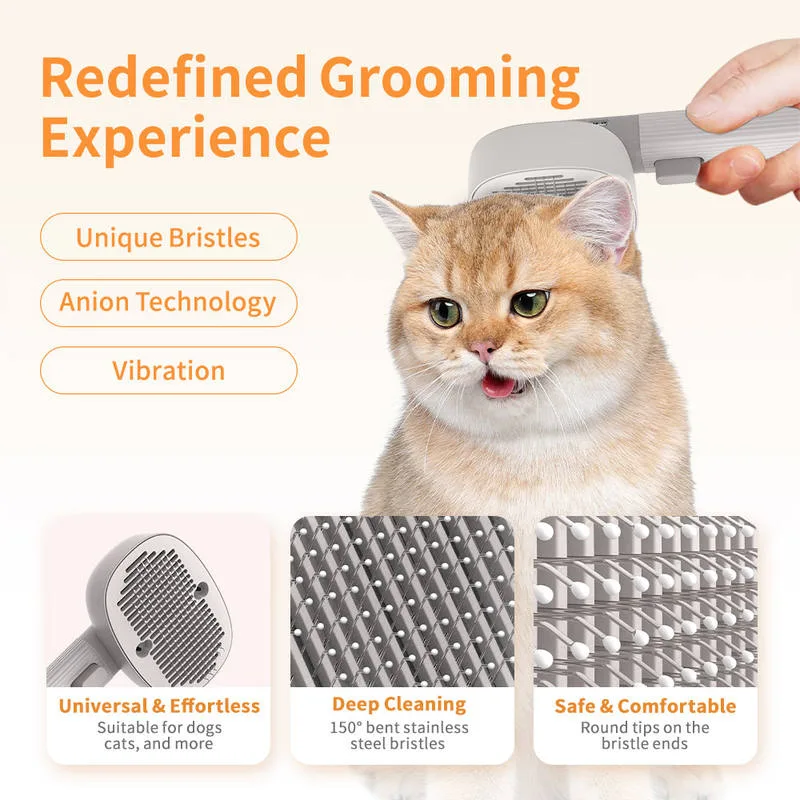 Elektrische Vibrationsmassage-Bürste für Haustiere, selbstreinigende Slicker-Bürste für Katzen und Hunde