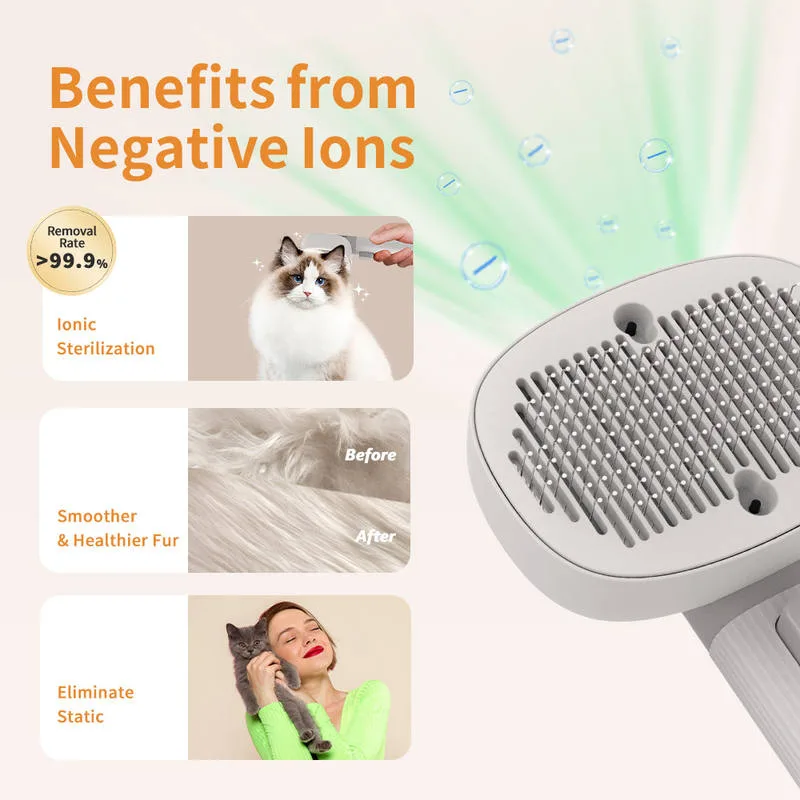 Elektrische Vibrationsmassage-Bürste für Haustiere, selbstreinigende Slicker-Bürste für Katzen und Hunde