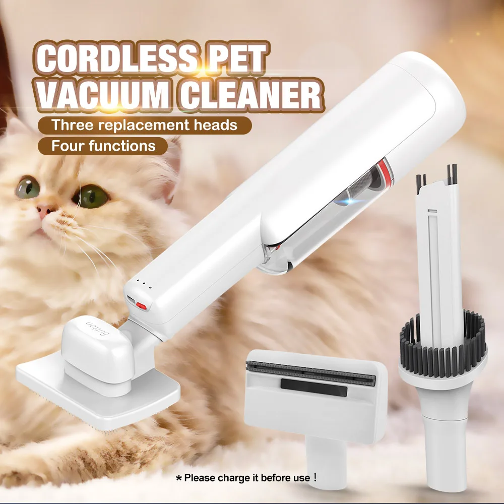 Aufladbare kabellose Fellpflege-Bürste mit Vakuumfunktion, BLDC, für Hund und Katze - detail