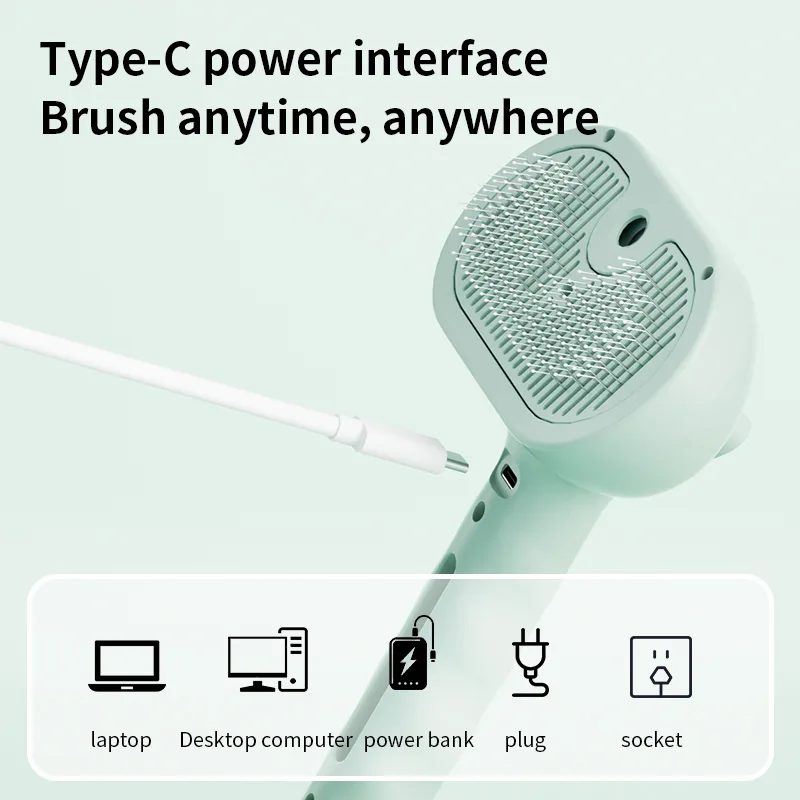 Portable Steam Cat Comb Brush Pet Hair Remover Deshedding Grooming Tool - detail