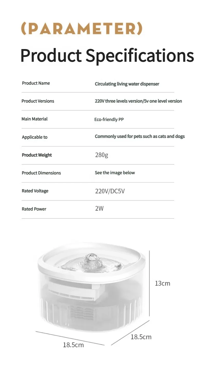Fuente automática de agua para gatos – Dispensador de agua para mascotas con circulación - detail