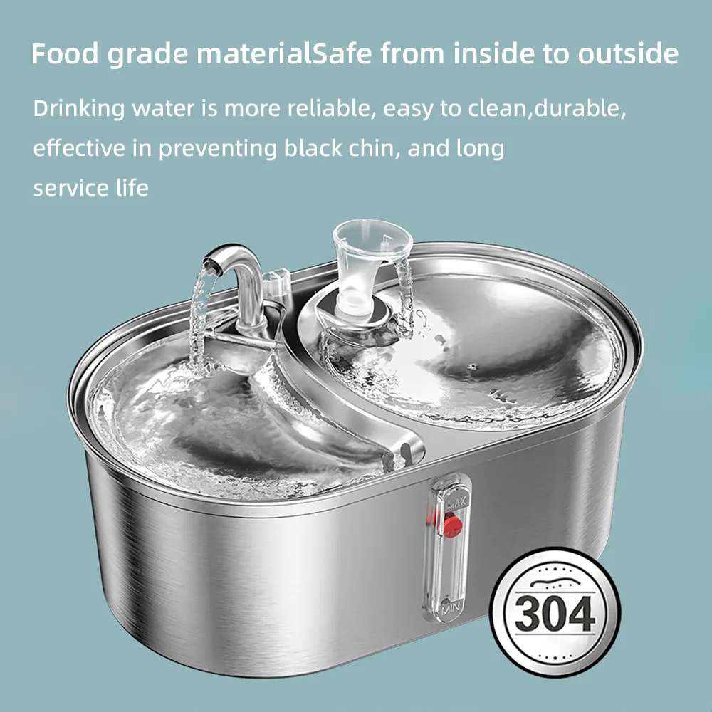 3.2L Trinkbrunnen für Haustiere aus Edelstahl, automatisch, IPX5 wasserdicht, USB-wiederaufladbar - detail