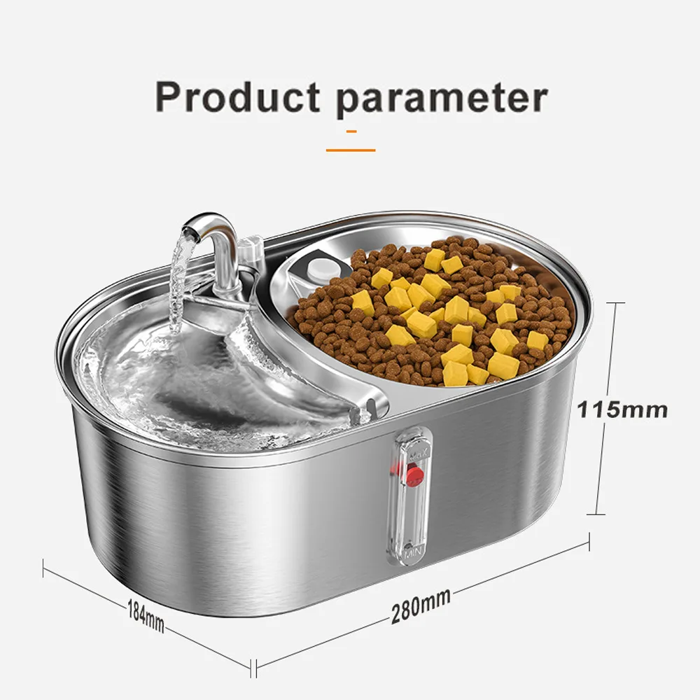 3.2L Trinkbrunnen für Haustiere aus Edelstahl, automatisch, IPX5 wasserdicht, USB-wiederaufladbar - detail