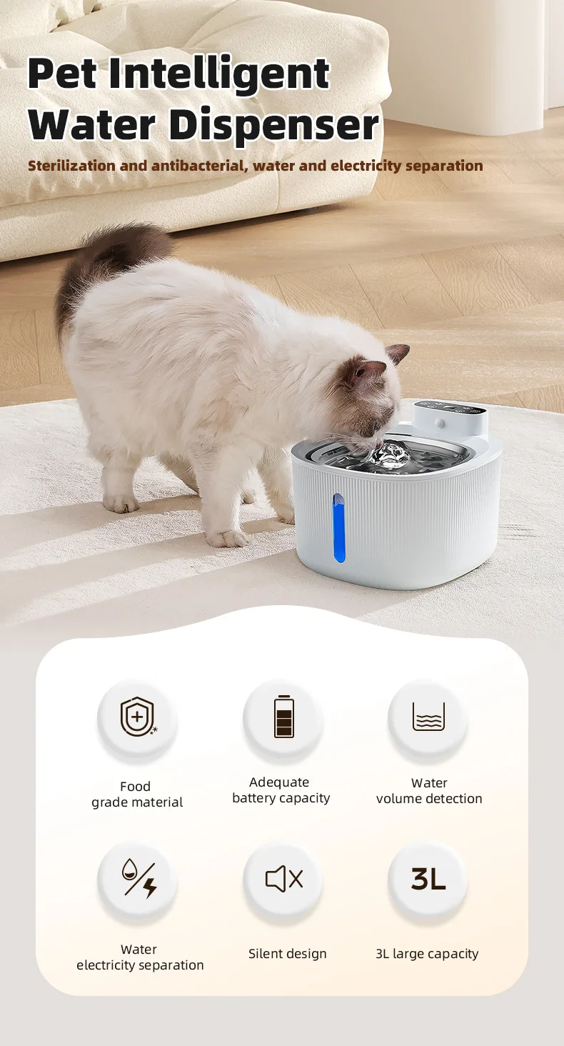 Fonte Inteligente de Grande Capacidade para Animais de Estimação — Bebedouro Automático para Gatos - detail