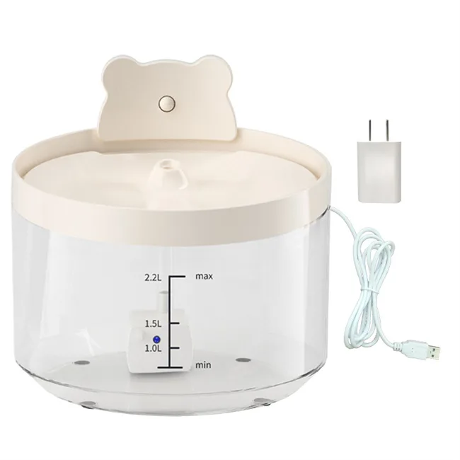 2.2L Haustier-Trinkbrunnen, ultraleise, automatisch, Kohlefilter, frischer Wasserhahn - detail