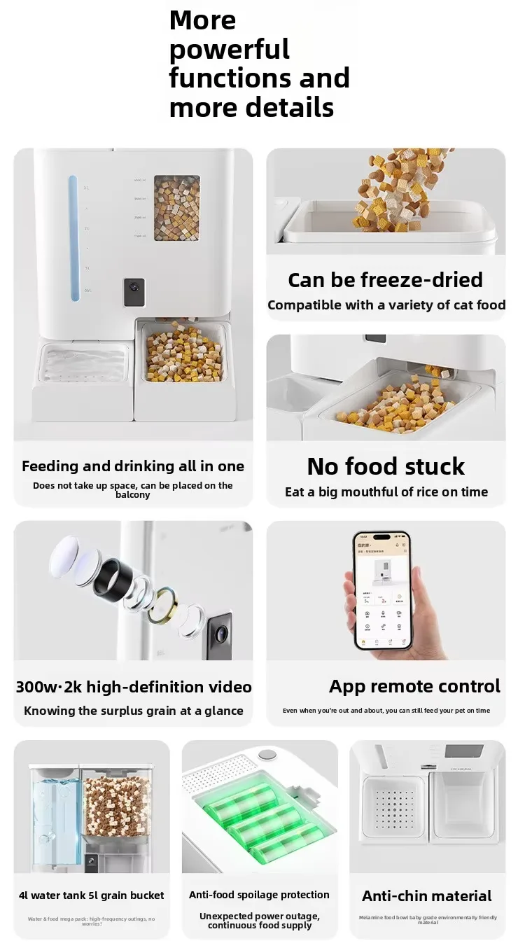 WiFi-APP-gesteuerter automatischer intelligenter Futterspender für Haustiere mit Kamera - detail