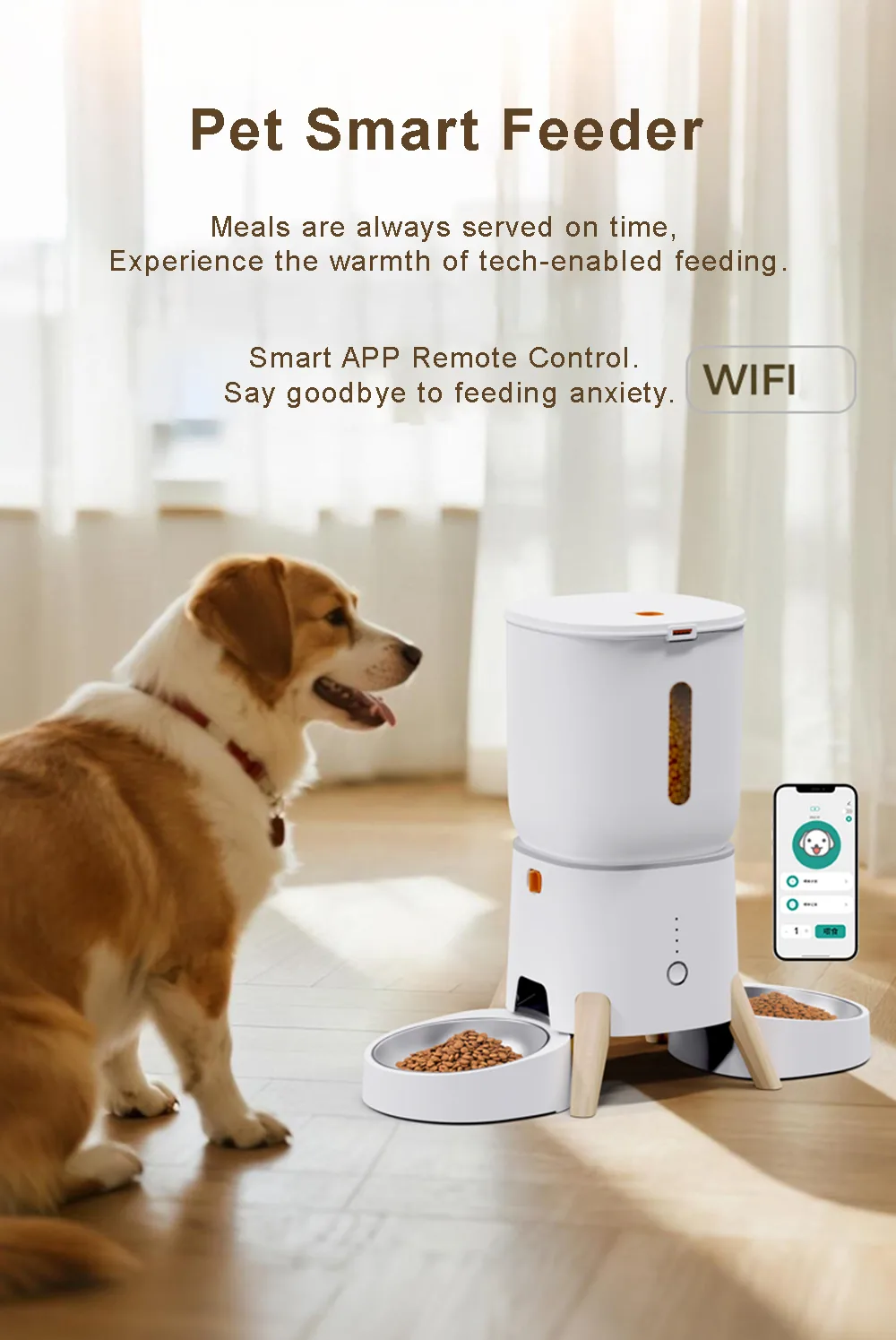 Smart Futtermittelautomat 5L Große Kapazität, WiFi APP-Steuerung, Trockenfutter-Spender - detail