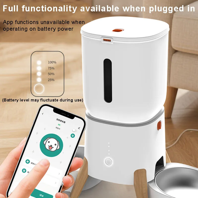Smart Futtermittelautomat 5L Große Kapazität, WiFi APP-Steuerung, Trockenfutter-Spender