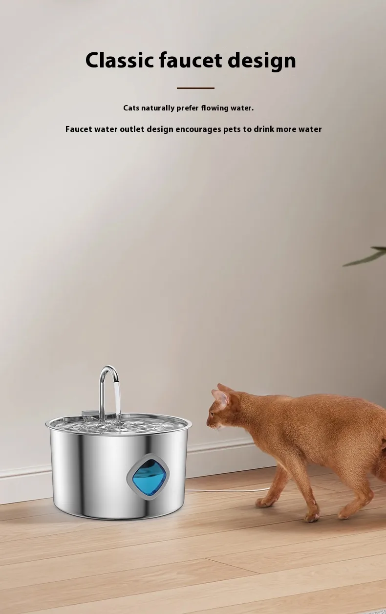 Fuente de Agua Automática para Mascotas de Acero Inoxidable Total, 3.2L, para Gatos y Perros - detail
