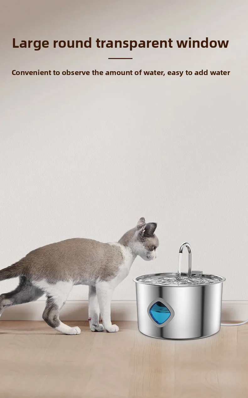 Fuente de Agua Automática para Mascotas de Acero Inoxidable Total, 3.2L, para Gatos y Perros - detail