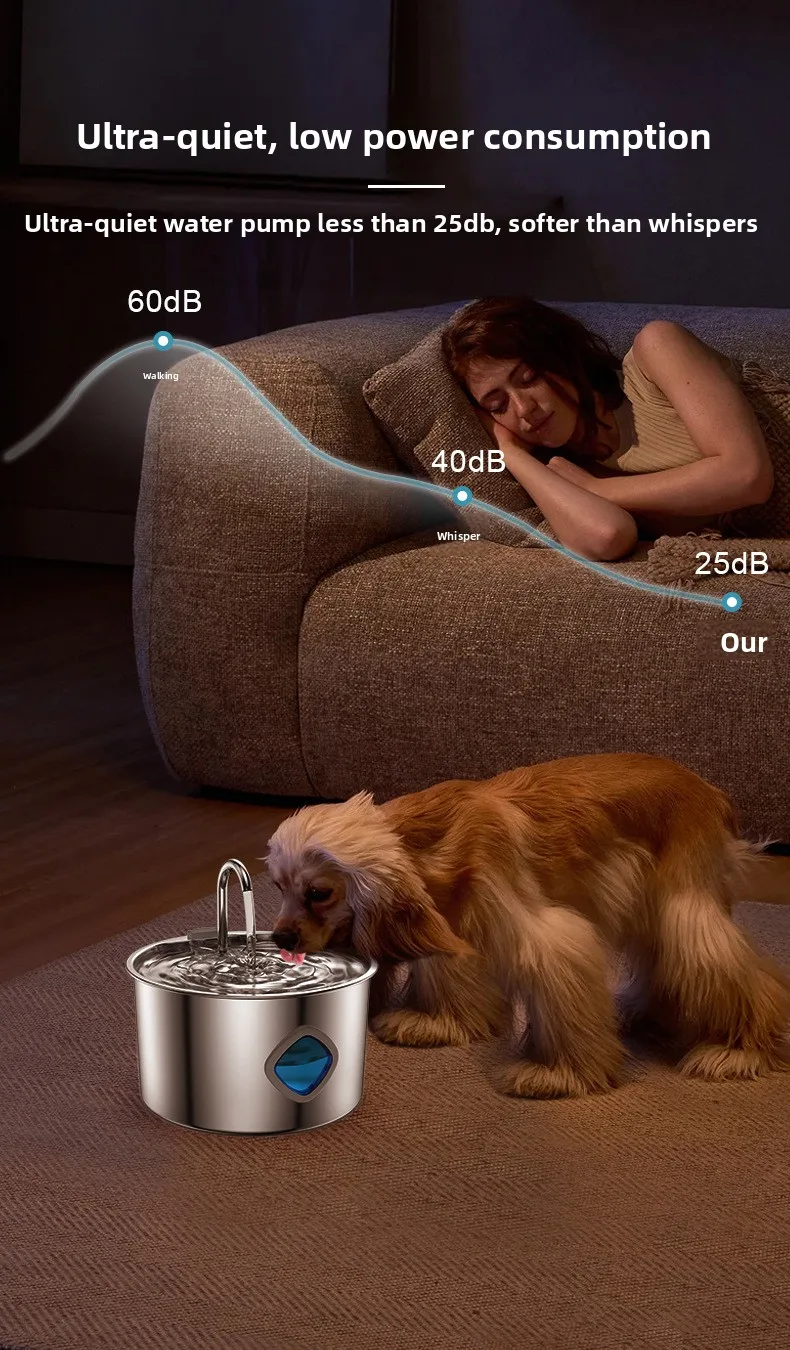Fuente de Agua Automática para Mascotas de Acero Inoxidable Total, 3.2L, para Gatos y Perros - detail