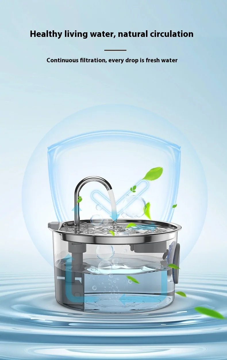 Fuente de Agua Automática para Mascotas de Acero Inoxidable Total, 3.2L, para Gatos y Perros - detail
