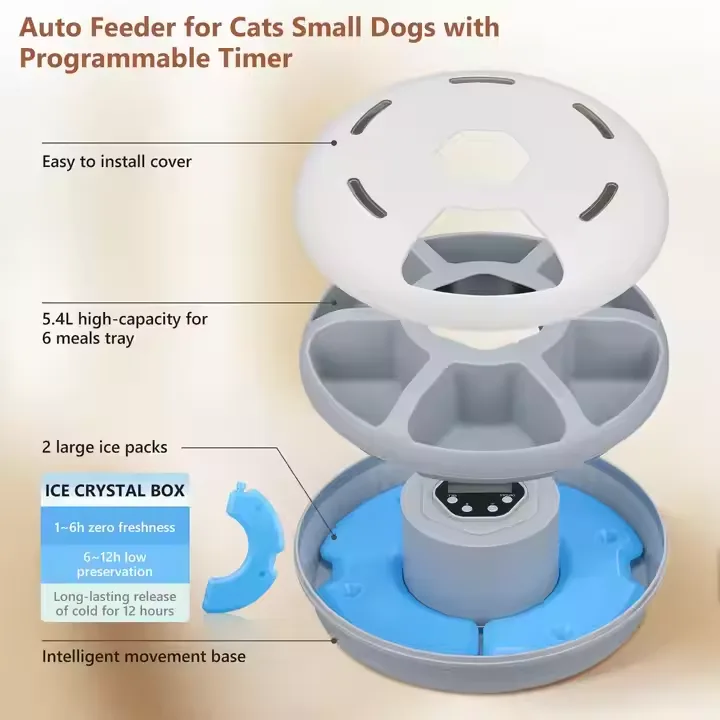 Distributeur automatique intelligent d'aliments humides avec minuterie et conservation de la fraîcheur pour chats et chiens - detail
