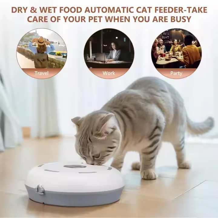 Distributeur automatique intelligent d'aliments humides avec minuterie et conservation de la fraîcheur pour chats et chiens - detail