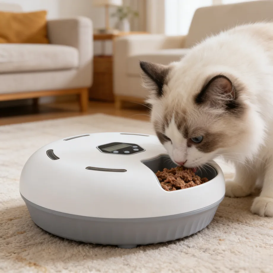Distributeur automatique intelligent d'aliments humides avec minuterie et conservation de la fraîcheur pour chats et chiens