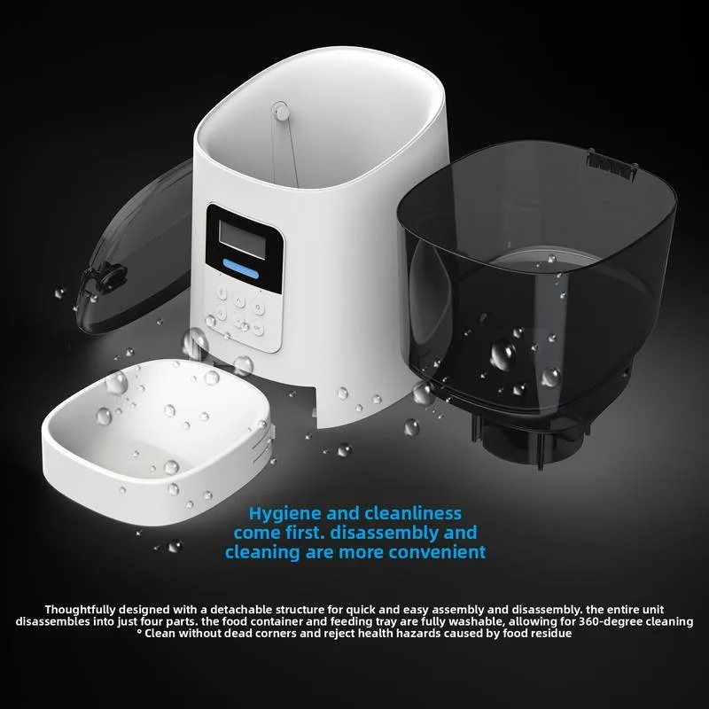 Distributeur automatique de nourriture pour animaux 6L minuté à dosage quantitatif, alimenté par adaptateur, pour chiens et chats