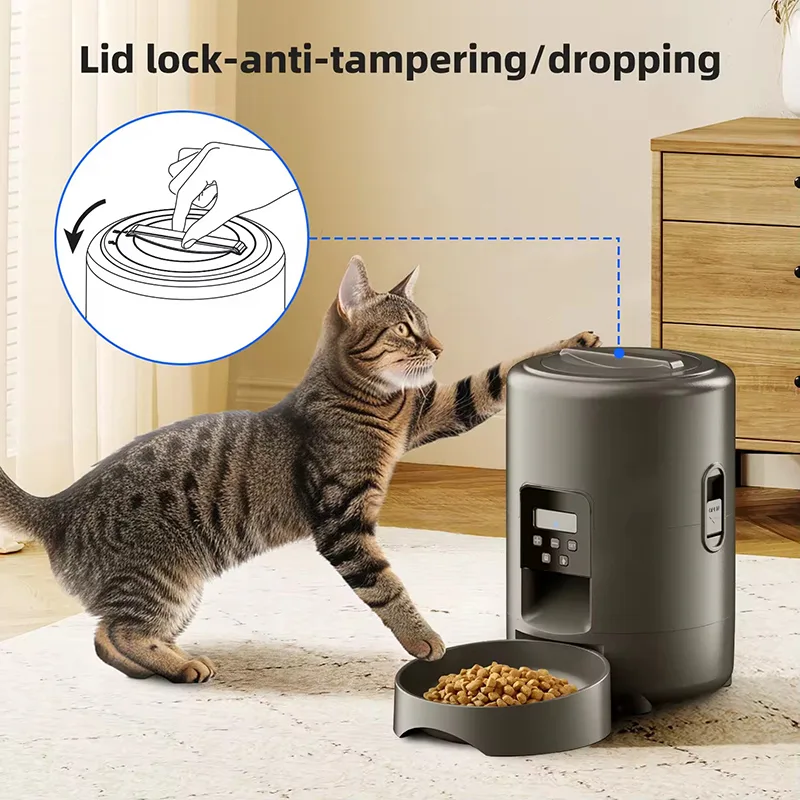 2Lスマートペットフィーダー 自動猫フードディスペンサー ドライフードボタン式給餌ボウル - detail