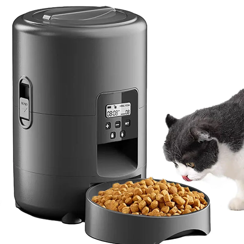 2L Smarter Futterspender für Haustiere – Automatischer Katzenfutter-Dispenser Trockenfutternapf mit Knopfsteuerung