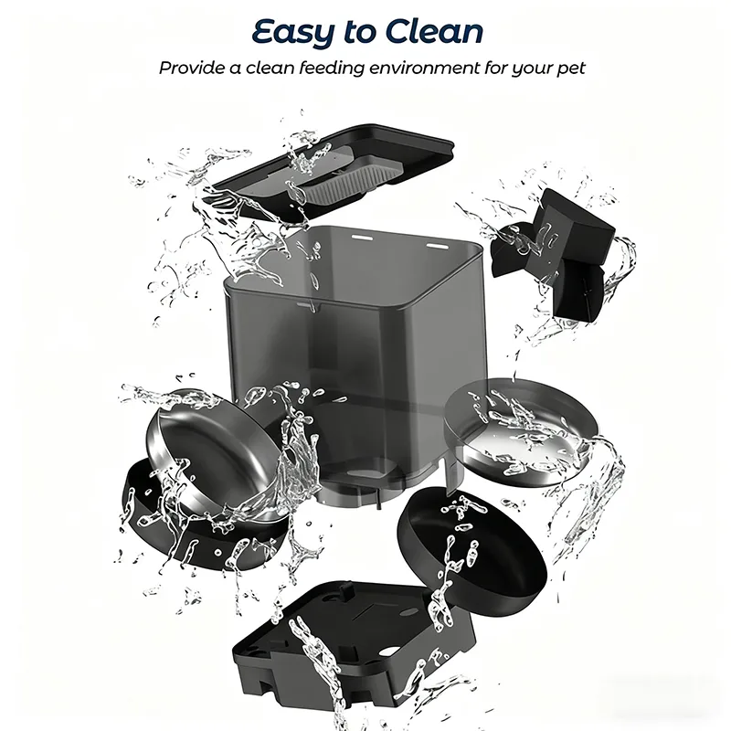 4L/6L OEM Automatischer Katzenfutter-Spender mit Doppelnapf und Kamera, TUYA APP, Edelstahlnapf - detail