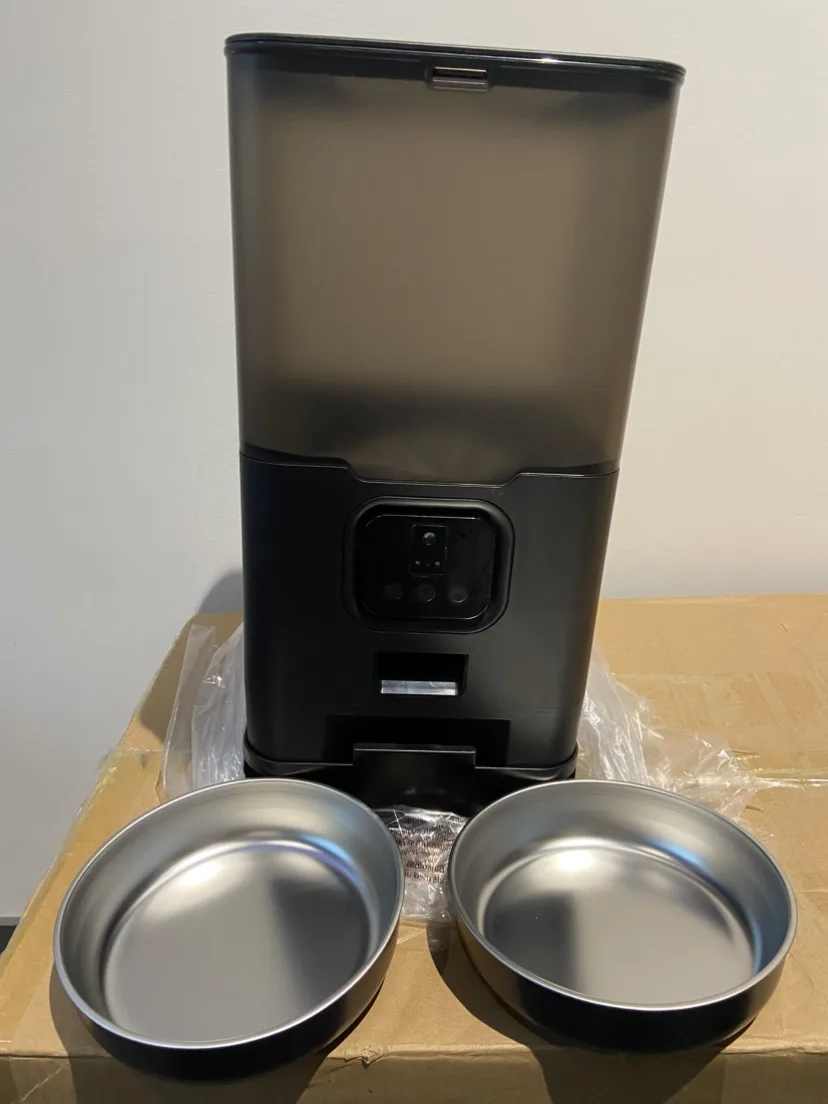 4L/6L OEM Automatischer Katzenfutter-Spender mit Doppelnapf und Kamera, TUYA APP, Edelstahlnapf - detail