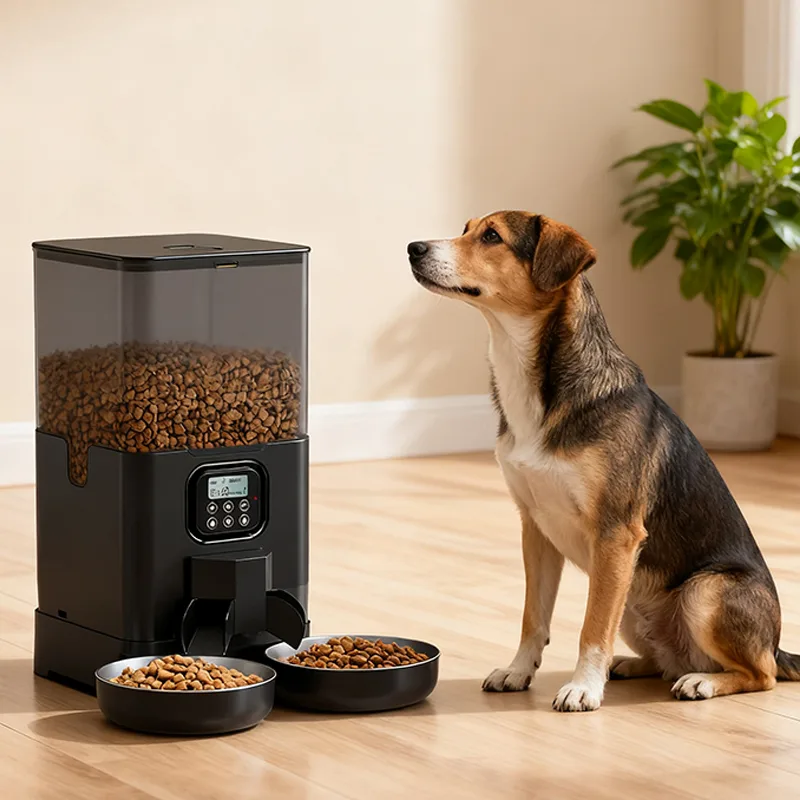 4L/6L OEM Dual Bowls Automatic Cat Feeder with Camera TUYA APP Stainless Bowl - detail
