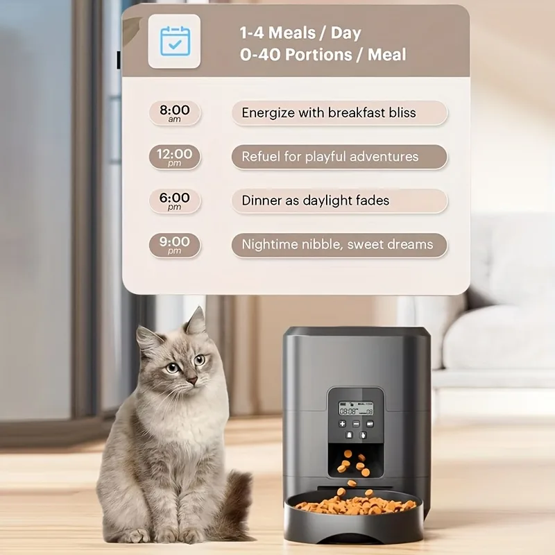 2L Intelligenter Katzenfutterautomat – Automatischer Trockenfutterspender für Hunde mit Timer und APP-Steuerung - detail