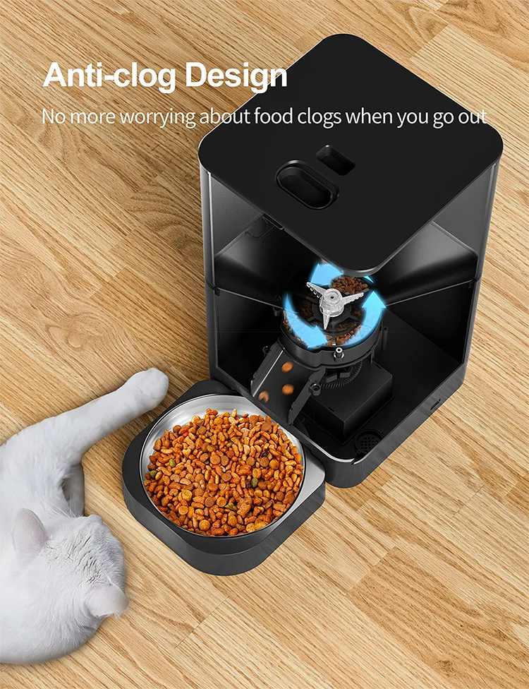 Distributore Automatico di Croccantini con Timer da 6L in Acciaio Inox per Gatti con Registratore Vocale - detail