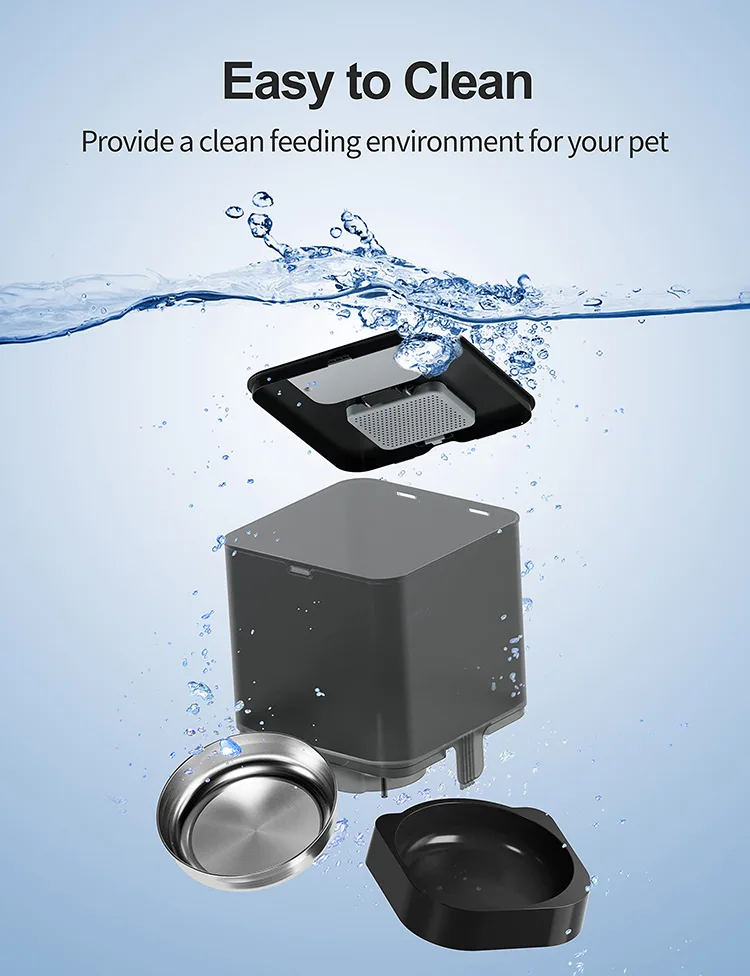 Distributore Automatico di Croccantini con Timer da 6L in Acciaio Inox per Gatti con Registratore Vocale - detail