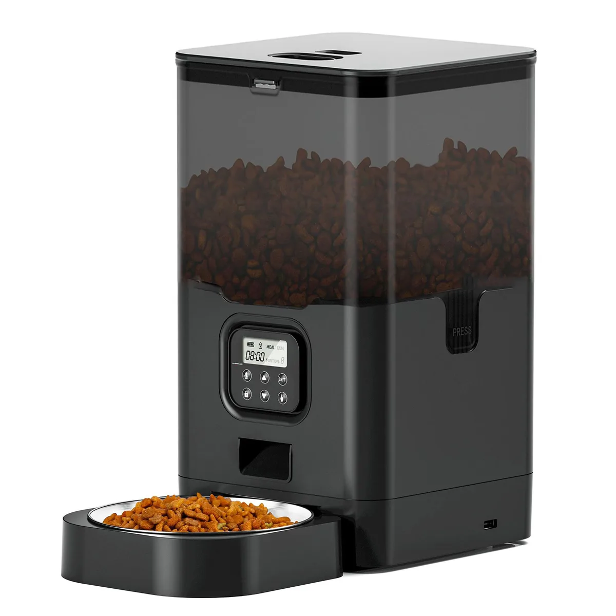 Distributore Automatico di Croccantini con Timer da 6L in Acciaio Inox per Gatti con Registratore Vocale - detail
