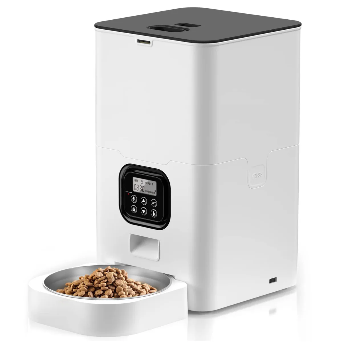 Distributore Automatico di Croccantini con Timer da 6L in Acciaio Inox per Gatti con Registratore Vocale - detail