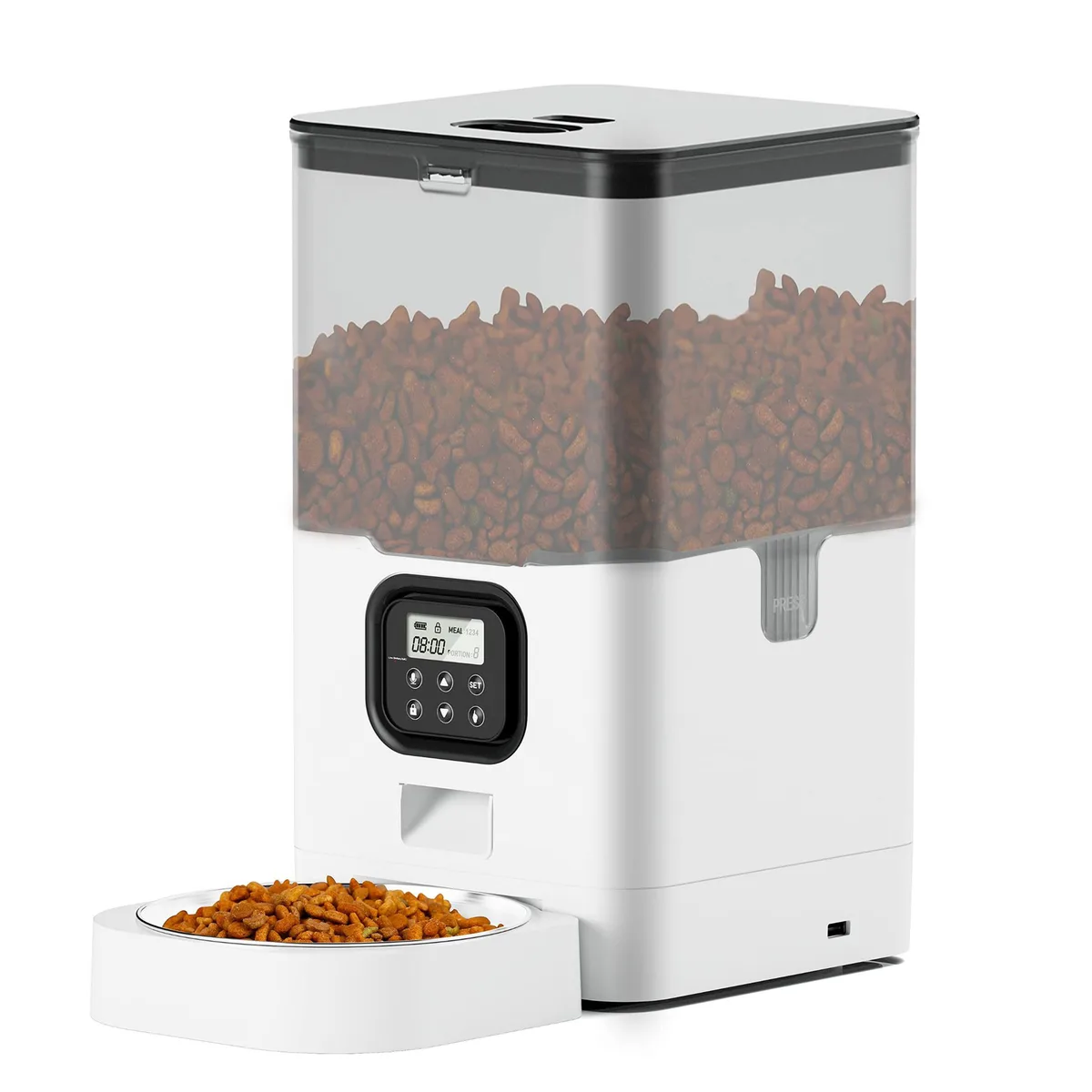 Distributore Automatico di Croccantini con Timer da 6L in Acciaio Inox per Gatti con Registratore Vocale - detail