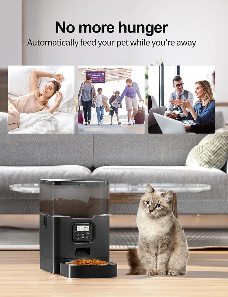 6L Stainless Steel Automatic Cat Feeder Timed Dry Food Dispenser Voice Recorder - detail