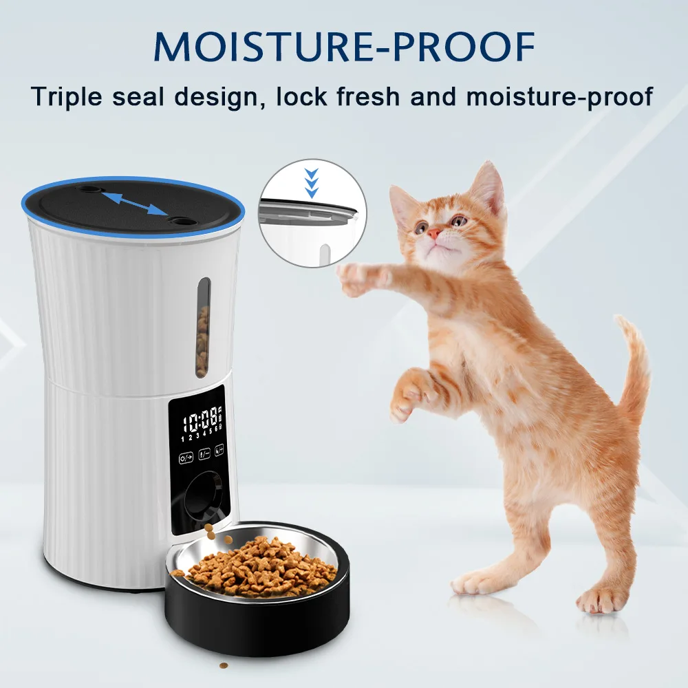 Comedero Automático para Mascotas con Triple Conservación y Tazón de Acero Inoxidable para Alimento Seco para Perros - detail