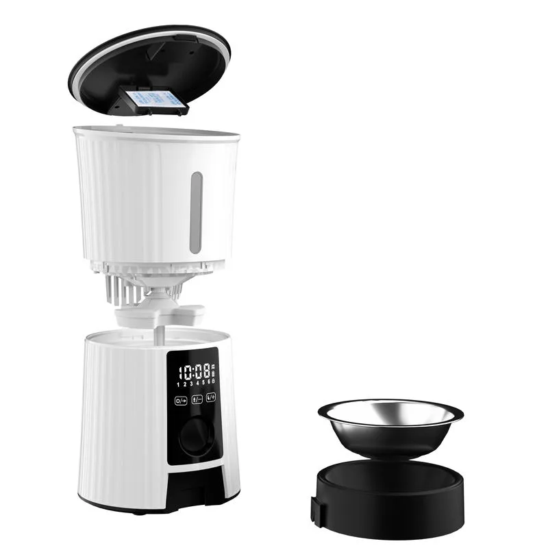 Comedero Automático para Mascotas con Triple Conservación y Tazón de Acero Inoxidable para Alimento Seco para Perros