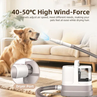 Pet Grooming Deshedding Slicker Brush Vacuum Cleaner Dryer Kit Dog Cat