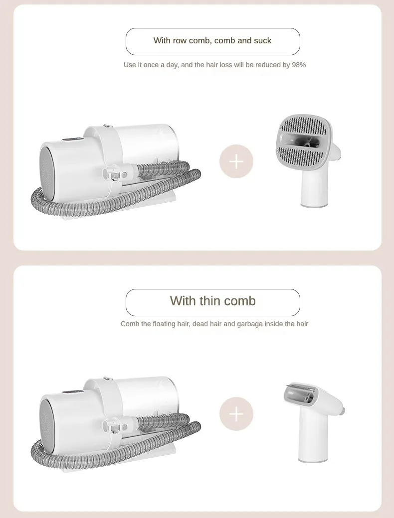 Kit d'aspirateur de toilettage pour animaux tondeuse électrique brosse cardée pour chien et chat - detail