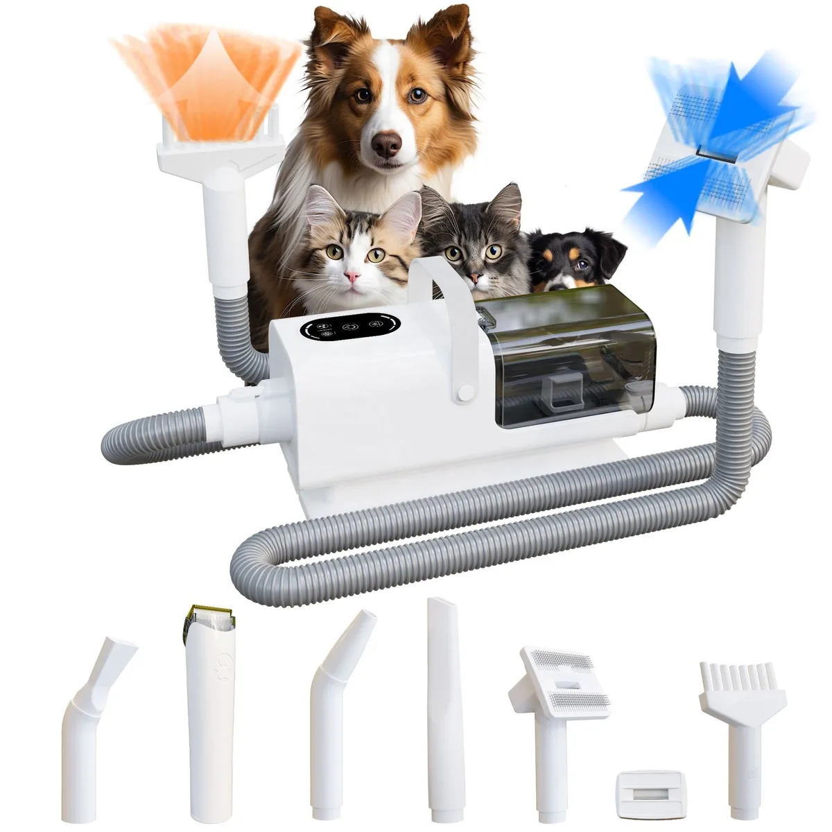 Kit d'aspirateur de toilettage pour animaux tondeuse électrique brosse cardée pour chien et chat - detail