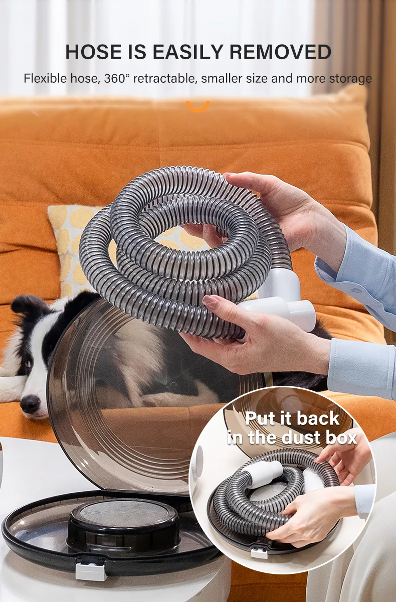 Professionelles Fellpflege-Set für Haustiere: Fellentferner-Bürste mit Haartrockner-Vakuum für Hunde und Katzen - detail